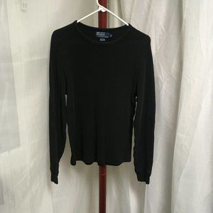 Polo by Ralph Lauren Black Waffle Weave Long Sleeve Shirt  Size Medium